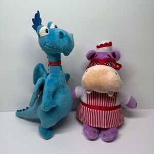 Doc McStuffins Hallie Hippo & Stuffy Stuffed Plush Toy Lot Hippopotamus Dragon